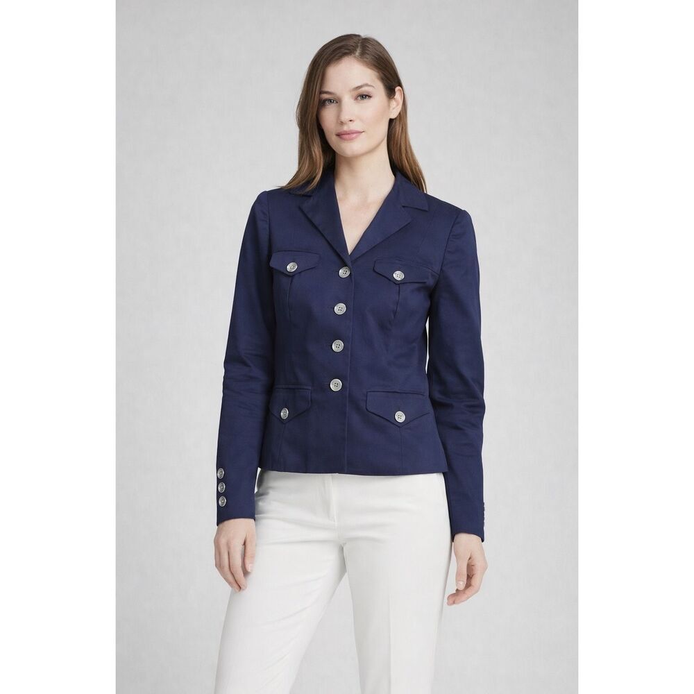 Lauren Ralph Lauren Navy Cropped Blazer Jacket Women Size 2